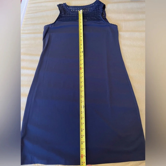MICHAEL Michael Kors Navy Blue Sleeveless Dress Medium Mesh Top Casual Midi - Picture 10 of 11